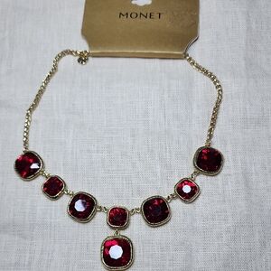 Monet Ruby Red and Gold Necklace